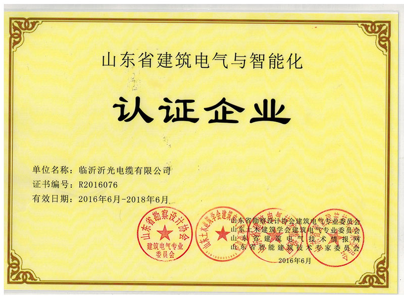 山東省建筑電氣與智能化認證企業(yè)